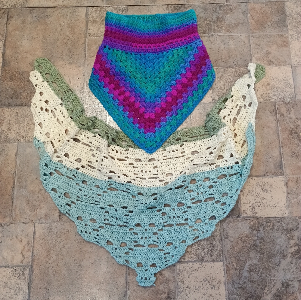 Handmade Knitted Cowl Shawl Scarf Set Of 2